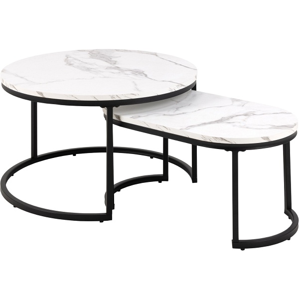 Zestaw stolików Spiro biały owalny - ACTONA